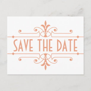 Postal De Anuncios Naranja v2 Fancy Ornamental Save the Date Postcard