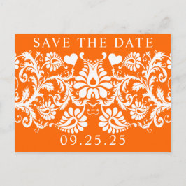 Postal De Anuncios Naranja Victorian Floral Damask Save the Date