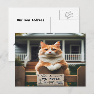 Postal De Anuncios Naranja y gato tom blanco nos mudamos