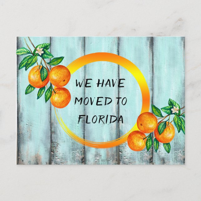 Postal De Anuncios Naranjas de Florida contra la cerca de acuarela (Anverso)