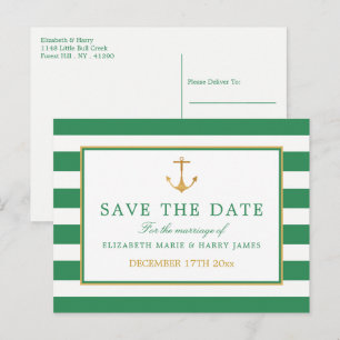 Postal De Anuncios Nautical Gold Anchor, Sea Green Gold Salven La Fec
