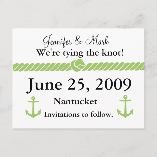 Postal De Anuncios Nautical Knot Save the Date (Anverso)