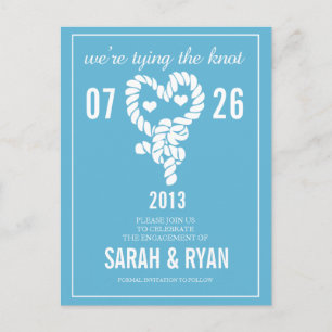Postal De Anuncios Nautical Tie the Knot Blue Save the Date Postcards