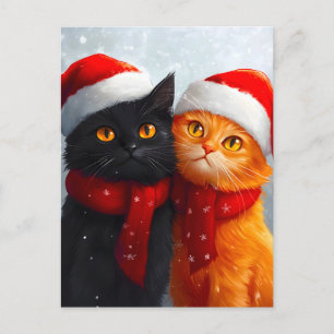 Postal De Anuncios Navidad Amor Invernal Gatuno