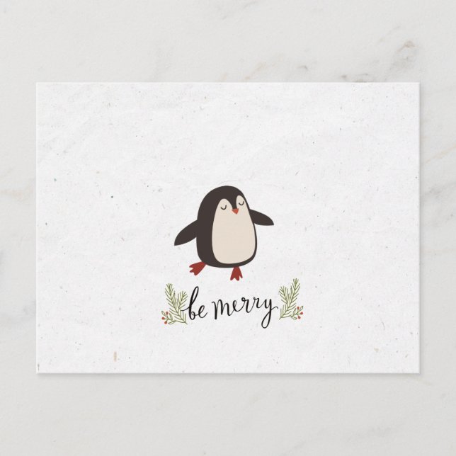 Postal De Anuncios Navidad de pingüino lindo (Anverso)