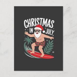 Postal De Anuncios Navidad en julio Gracioso xmas Navidad Santa Playa