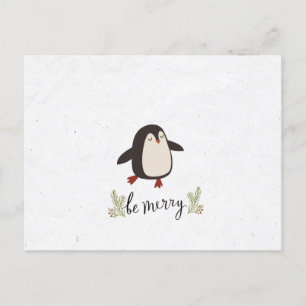 Postal De Anuncios Navidad lindo del pingüino