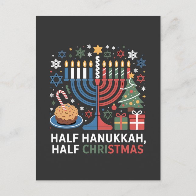 Postal De Anuncios Navidad medio Hanukkah Christmukkah divertido  (Anverso)