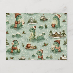 Postal De Anuncios Navidad Nessie Monstruo del Lago Ness Acogedores C