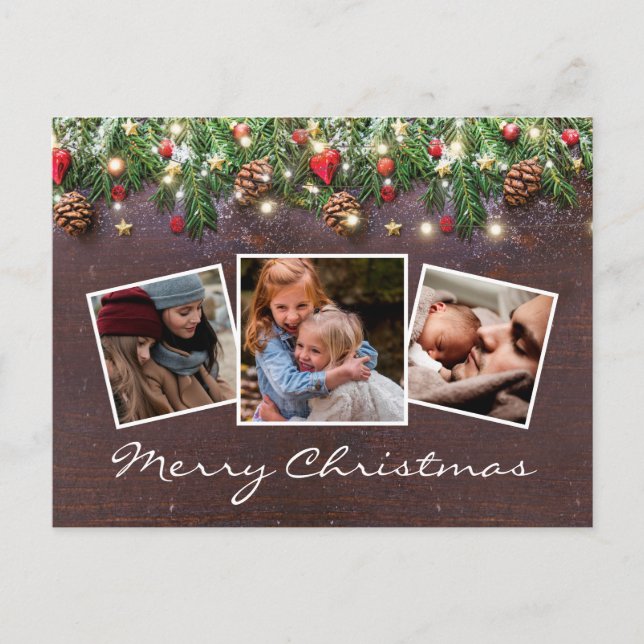 Postal De Anuncios Navidad Rural Invernal 4 Fotos (Anverso)