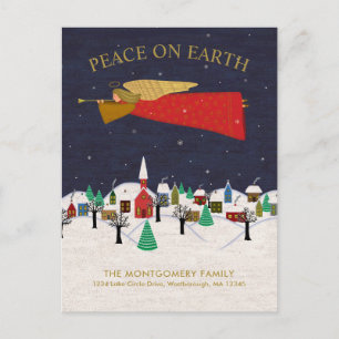 Postal De Anuncios Navidades Angel Town Folk Art Holiday en movimient