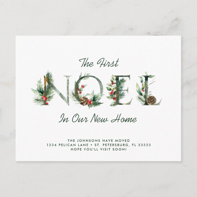 Postal De Anuncios Navidades Berries Floral Noel Holiday en movimient (Anverso)