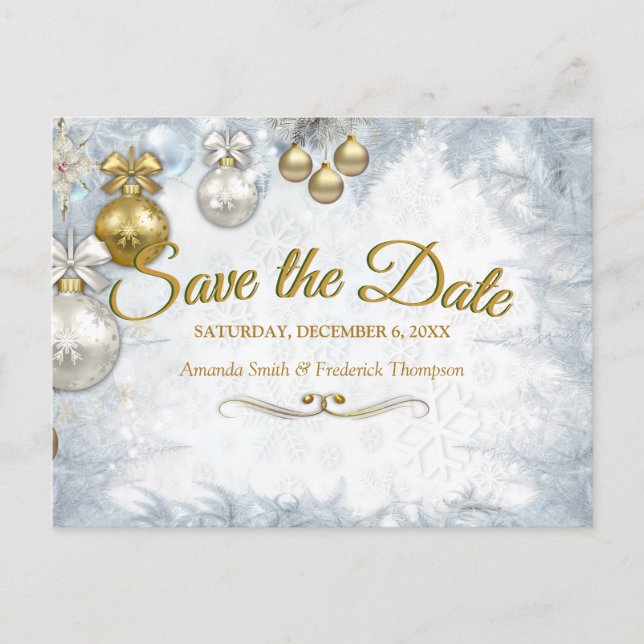 Postal De Anuncios Navidades blancos guardan la fecha (Anverso)