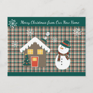 Postal De Anuncios Navidades con lindo nuevo hogar de Snowman