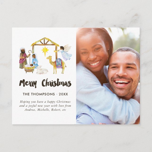 Postal De Anuncios Navidades de la Natividad de las Acuarelas (Anverso)