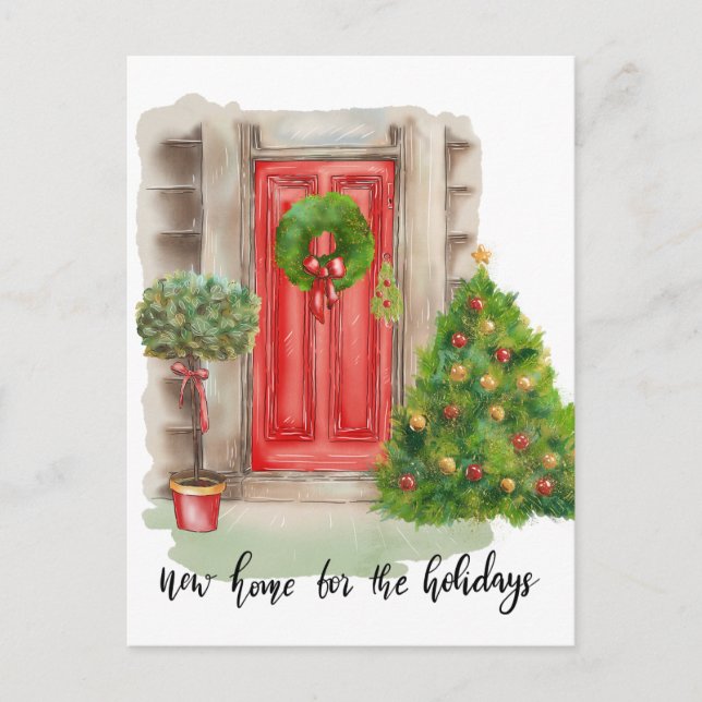 Postal De Anuncios Navidades de la puerta roja | Nuevo Hogar Para Las (Anverso)