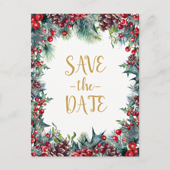 Postal De Anuncios Navidades de vacaciones de Boda de Invierno salvan (Anverso)