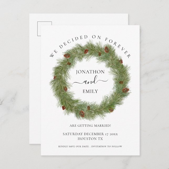 Postal De Anuncios Navidades del follaje de los pieles Boda Guardar l (Anverso / Reverso)