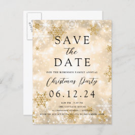 Postal De Anuncios Navidades Fiesta Guardar La Fecha Oro Invierno Won