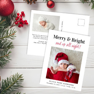 Postal De Anuncios Navidades Merry Bright Photo Holiday Birth