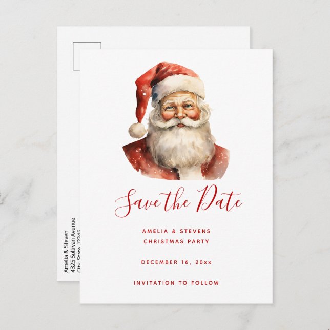 Postal De Anuncios Navidades Retro Santa Claus (Anverso / Reverso)