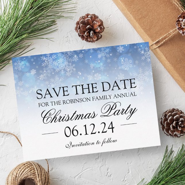 Postal De Anuncios Navidades Salven La Fecha De La Esparkle De Festiv (Christmas Save The Date Holiday Sparkle Blue Announcement Postcard)