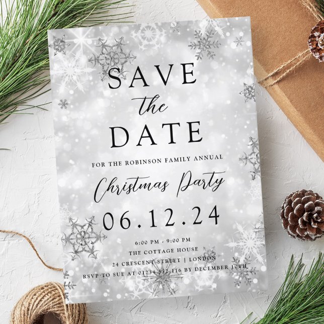 Postal De Anuncios Navidades Salven La Fecha Plata Winter Wonder (Christmas Save The Date Silver Winter Wonder Announcement Postcard)