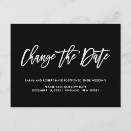Postal De Anuncios Negro Cambiar la fecha boda cancelado pospuesto