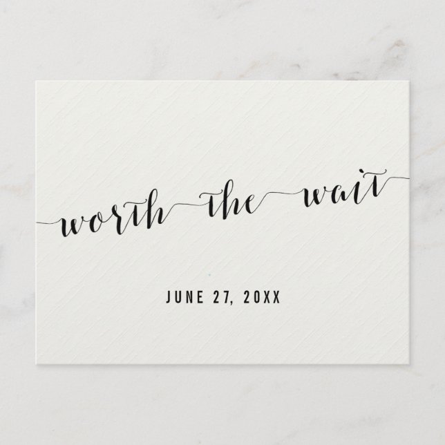 Postal De Anuncios Negro Y Blanco Vale La Pena Esperar Guardar La Fec (Anverso)