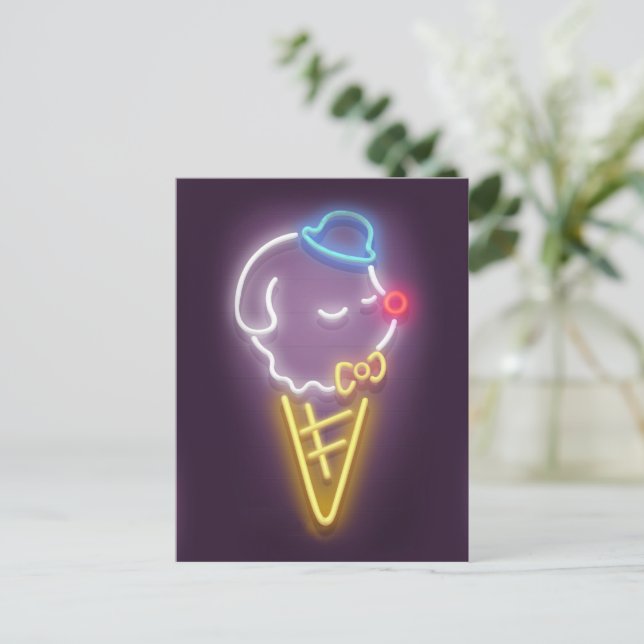 Postal De Anuncios Neon Ice Cream Dog (Anverso de pie)