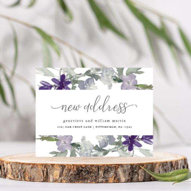 Postal De Anuncios New Address Calligraphy Floral Change of Address (Subido por el creador)