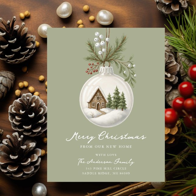 Postal De Anuncios New Home Christmas Postcard Ornament Scene (Subido por el creador)