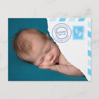 Postal De Anuncios Newborn Baby Boy Announcement Postcard