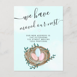 Postal De Anuncios Nido cutáneo huevos acuarela nuevo azul hogar en m