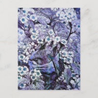 NIDO DE PÁJARO, ÁRBOL CON FLORES BLANCAS Y AZULES