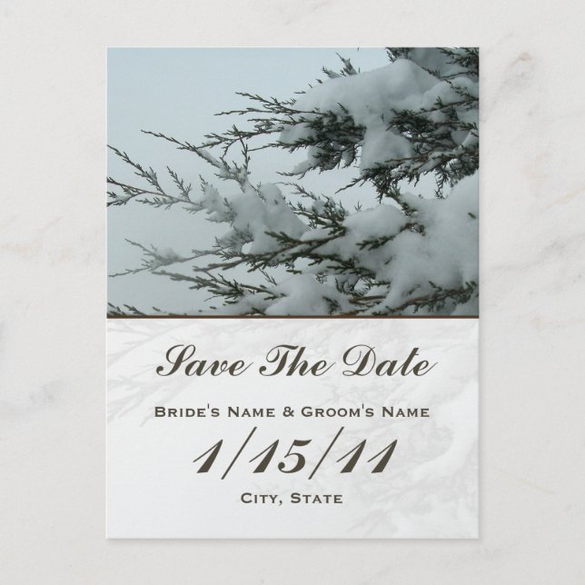 Postal De Anuncios Nieve De Boda De Invierno Guardar La Postcarta De  (Anverso)