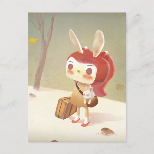 Postal De Anuncios Niña Perdida en el Bosque (Anverso)