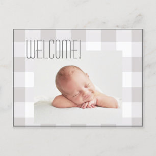 Postal De Anuncios Niño Niña Gris Cuadro Nombre Nacimiento Estadístic