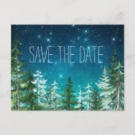 Postal De Anuncios Noche de Luz Estelar Bosque Boda Guardar la Fecha