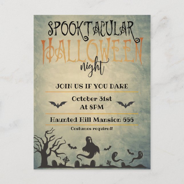 Postal De Anuncios Noche Espeluznante de Halloween (Anverso)