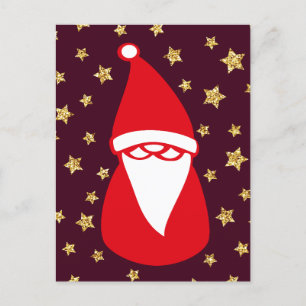 Postal De Anuncios Noche estrellada de Santa con brillo dorado