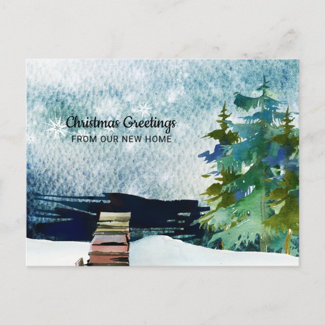 Postal De Anuncios Nochebuena navideña en la escena de invierno desde (Anverso)