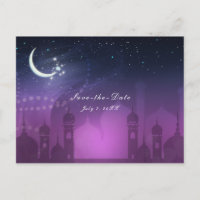 Noches árabes Luna morada marroquí Save Date
