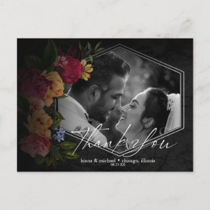 Postal De Anuncios Noches Sensuales Floral Agradecimiento de Boda ID8