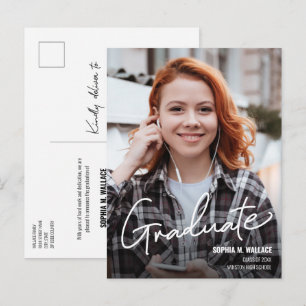 Postal De Anuncios Nombre de graduada femenina moderna Año escolar pe