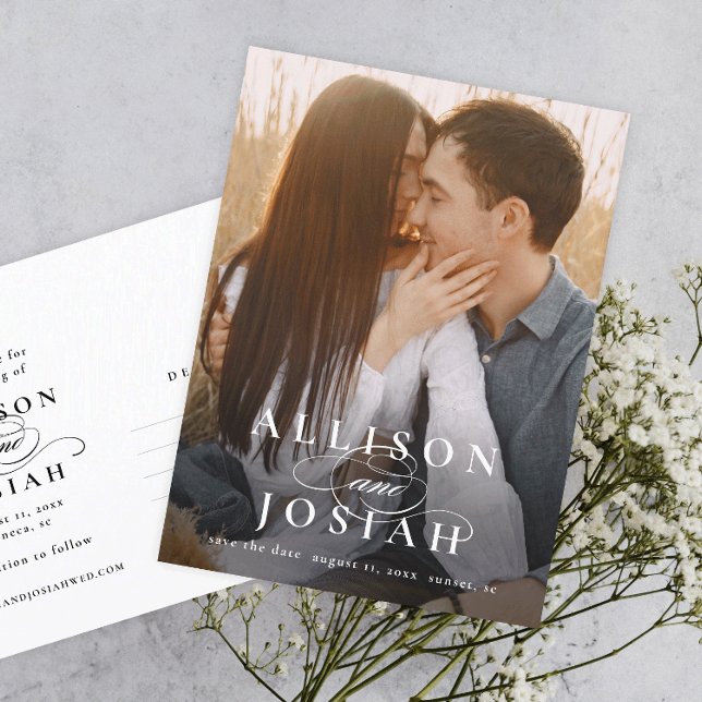 Postal De Anuncios Nombres clásicos elegantes Foto de boda Guardar la (Subido por el creador)