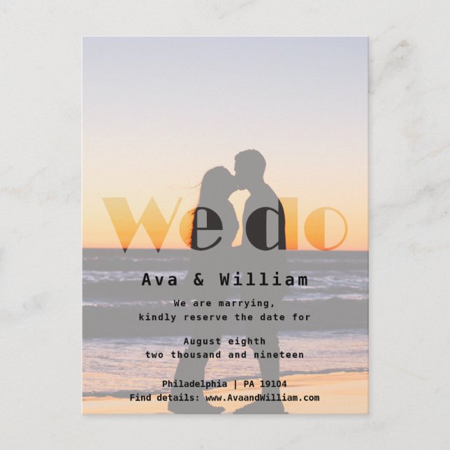 Postal De Anuncios Nos Casamos - Boda en la Playa - Reserva la Fecha (Anverso)