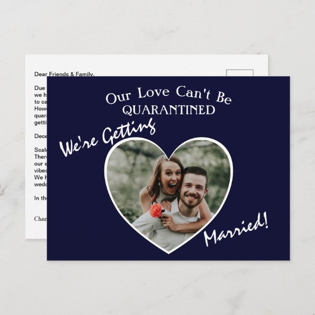 Postal De Anuncios Nos estamos casando con un Boda reducido (Anverso / Reverso)