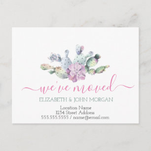 Postal De Anuncios Nos hemos movido, Cactus Succulent