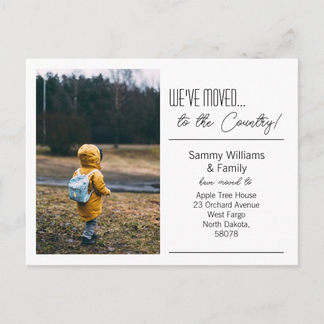 Postal De Anuncios Nos hemos movido... Foto moderna de la nueva direc (Anverso)